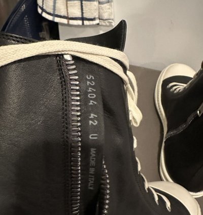 Rick owens mainline leather Ramones High Black Milk Size 42