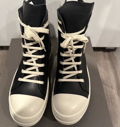 Rick owens mainline leather Ramones High Black Milk Size 44