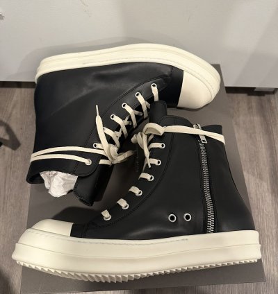 Rick owens mainline leather Ramones High Black Milk Size 44