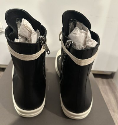 Rick owens mainline leather Ramones High Black Milk Size 44
