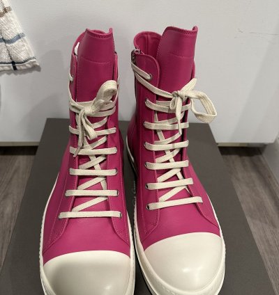 Rick Owens Mainline Leather Ramones High Hot Pink Size 46