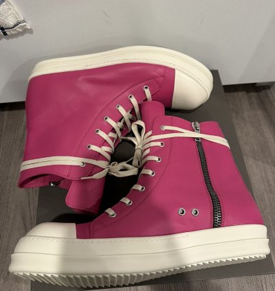 Rick Owens Mainline Leather Ramones High Hot Pink Size 46