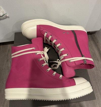 Rick Owens Mainline Leather Ramones High Hot Pink Size 46