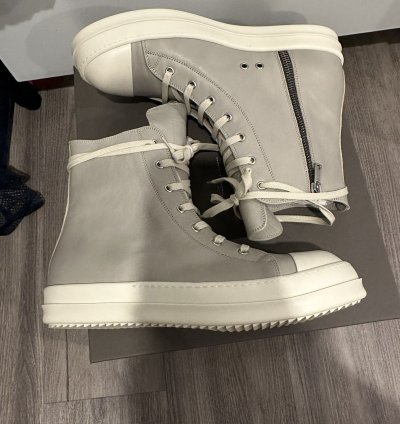 Rick owens mainline leather Ramones High pearl grey size 45