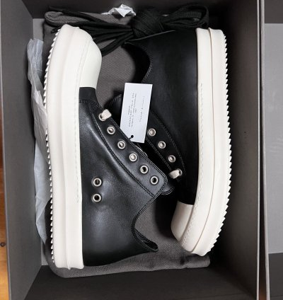 Rick owens mainline leather ramones low top sneakers sz39 5
