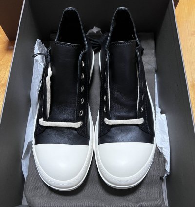 Rick owens mainline leather ramones low top sneakers sz39 5