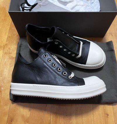 Rick owens mainline leather ramones low top sneakers sz39 5