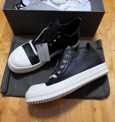 Rick owens mainline leather ramones low top sneakers sz39 5