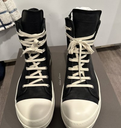 Rick Owens Mainline Washed Leather Ramones Black Siize 43