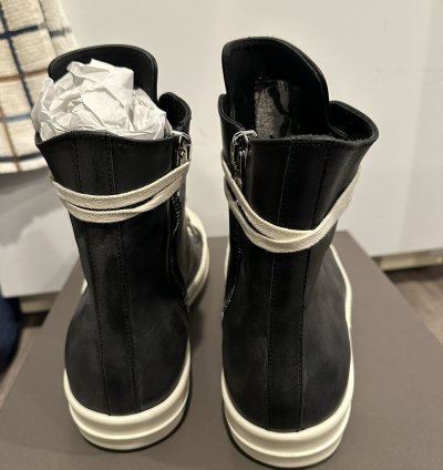 Rick Owens Mainline Washed Leather Ramones Black Siize 43