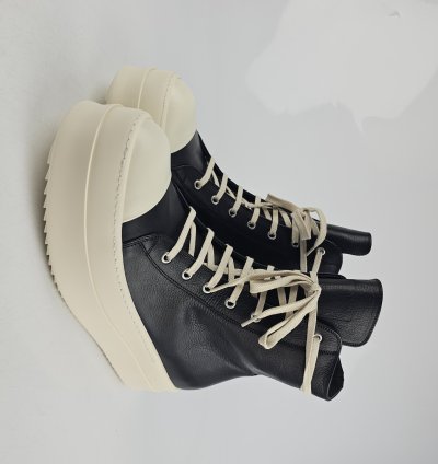 Rick Owens Mega Bumper Black Milk Leather Sneakers New 42