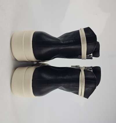 Rick Owens Mega Bumper Black Milk Leather Sneakers New 42