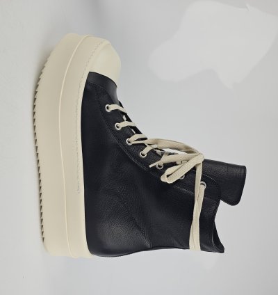 Rick Owens Mega Bumper Black Milk Leather Sneakers New 42