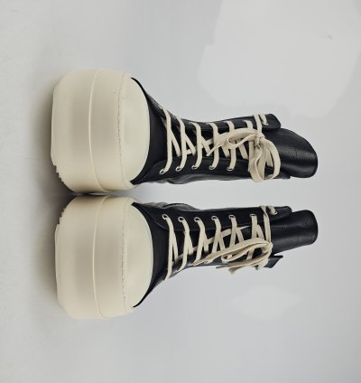 Rick Owens Mega Bumper Black Milk Leather Sneakers New 42
