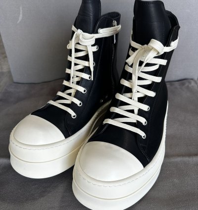 Rick Owens Mega Bumper Sneaks SZ 42 Black leather NWB