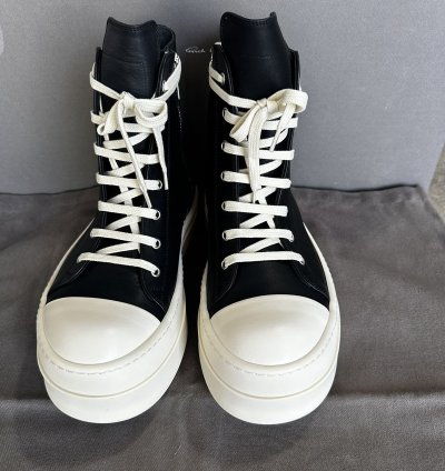 Rick Owens Mega Bumper Sneaks SZ 42 Black leather NWB