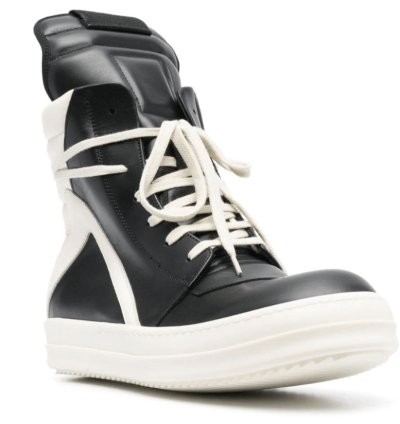 Rick Owens Men Black Geobasket High Top Leather Sneakers