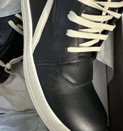 Rick Owens Men Black Geobasket High Top Leather Sneakers