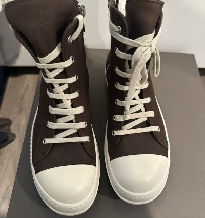 Rick Owens Nubuck Bull Leather Ramones High Brown Size 40
