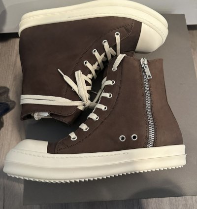 Rick Owens Nubuck Bull Leather Ramones High Brown Size 40