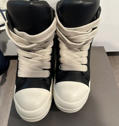 Rick owens padded jumbo lace Ramones High Black Milk Size 44