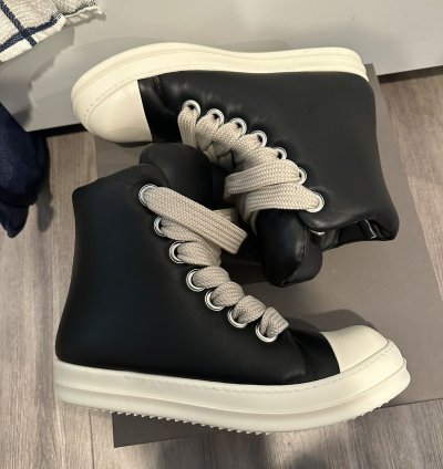 Rick owens padded jumbo lace Ramones High Black Milk Size 44