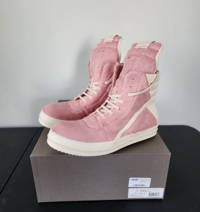 Rick Owens Pink Ponyhair Geobaskets Rare Runway