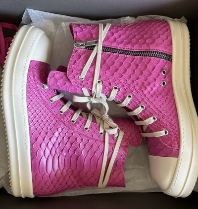 Rick Owens Pink Python Leather Ramones