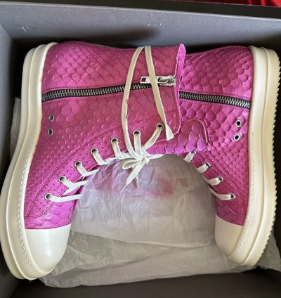 Rick Owens Pink Python Leather Ramones