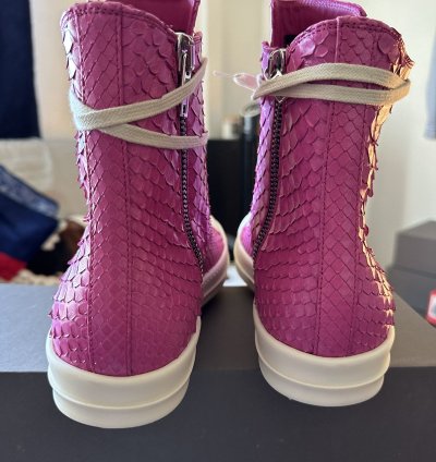 Rick Owens Pink Python Leather Ramones