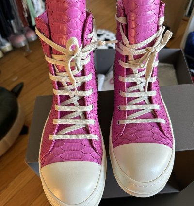 Rick Owens Pink Python Leather Ramones