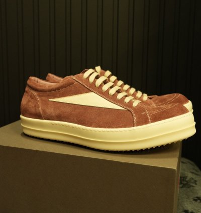 Rick Owens Pink Suede Vintage Sneakers