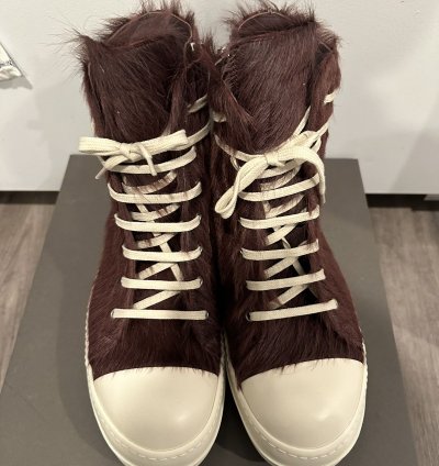 Rick Owens Pony Hair Cow Fur Ramones High Amethyst Size 44