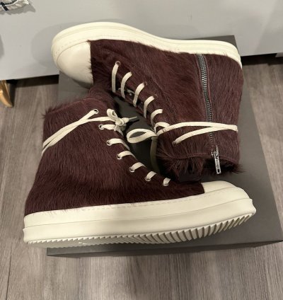 Rick Owens Pony Hair Cow Fur Ramones High Amethyst Size 44