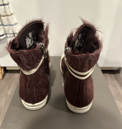 Rick Owens Pony Hair Cow Fur Ramones High Amethyst Size 44