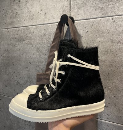 rick owens pony hair fur mainline ramones sneakers READ DESC