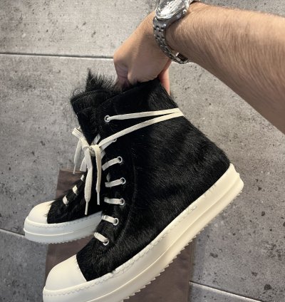 rick owens pony hair fur mainline ramones sneakers READ DESC