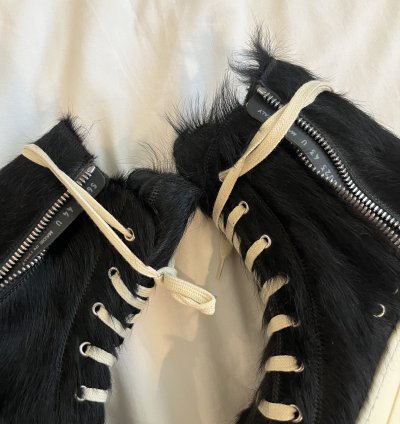 rick owens pony hair fur mainline ramones sneakers READ DESC
