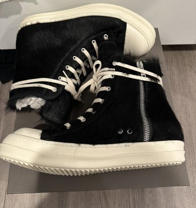 Rick owens pony hair Ramones High Black Milk Size 44