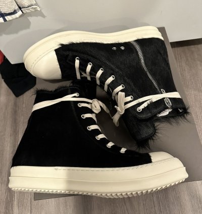 Rick owens pony hair Ramones High Black Milk Size 44