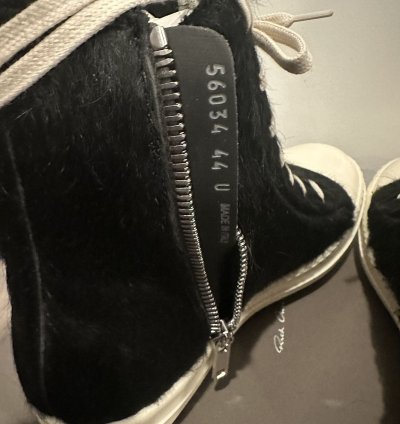 Rick owens pony hair Ramones High Black Milk Size 44