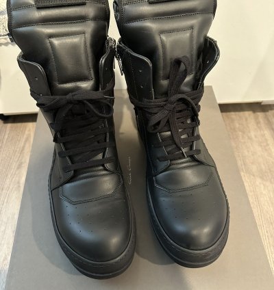 Rick Owens Python Leather Geobaskets Triple Black Size 42
