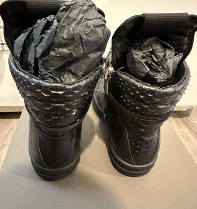 Rick Owens Python Leather Geobaskets Triple Black Size 42