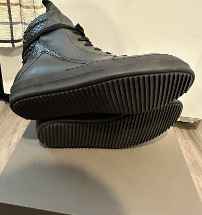 Rick Owens Python Leather Geobaskets Triple Black Size 42