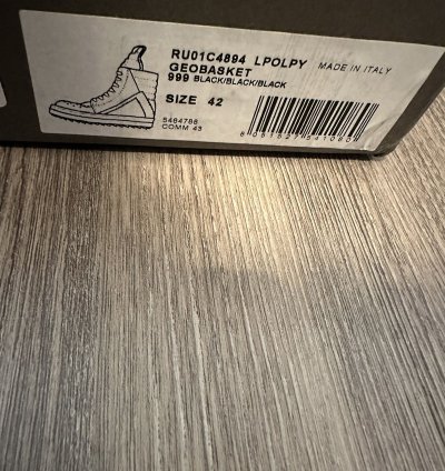 Rick Owens Python Leather Geobaskets Triple Black Size 42