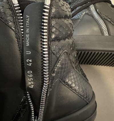Rick Owens Python Leather Geobaskets Triple Black Size 42