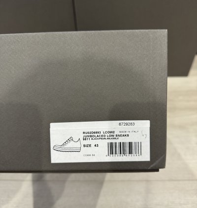 RICK OWENS RAMONE JUMBO LOW BLACK MILK PORTERVILLE