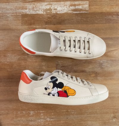 830 GUCCI Ace Mickey Mouse white leather sneakers 10 US