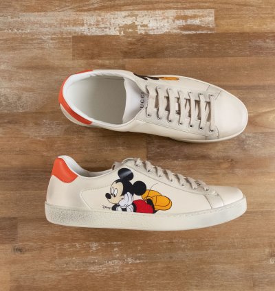 830 GUCCI Ace Mickey Mouse white leather sneakers 12 US