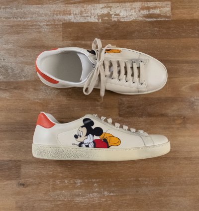 830 GUCCI Ace Mickey Mouse white leather sneakers 8 US